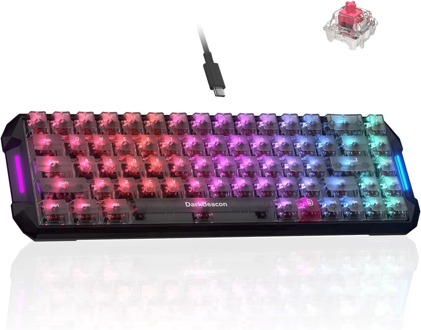 DarkBeacon Blade 65% Gaming Mechanical Keyboard, Compact Mini 68 Key with Linear Wired Keyboard,RGB Backlit, for Windows Laptops and PC Gamers,Black