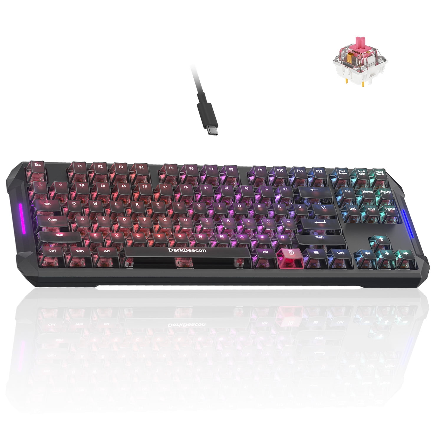 DarkBeacon 75% Mechanical Gaming Keyboard, Linear Switch, RGB Backlit, Blade 87 Keys Compact TKL Wired Computer Keyboards for Windows Laptop PC Gamer