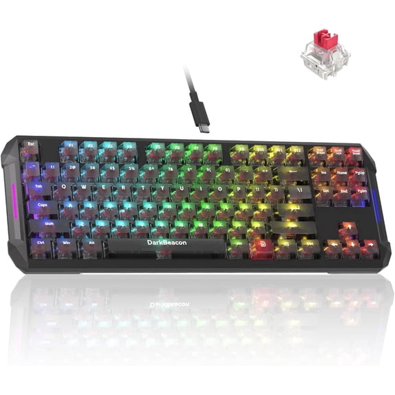DarkBeacon Flux 87 HE Rapid Trigger Gaming Keyboard, 75% TKL Wired RGB Mechanical Keyboard with Actuation Point Adjustable
