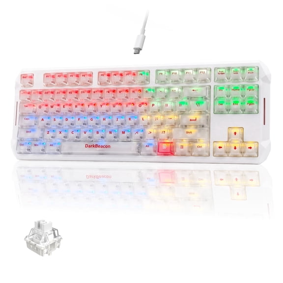 DarkBeacon Mechanical Gaming Keyboard, 87 Keys TKL Wired Keyboards, Hall Effect Magnetic Switch, RGB Backlit, 75% Compact Keyboard, White
