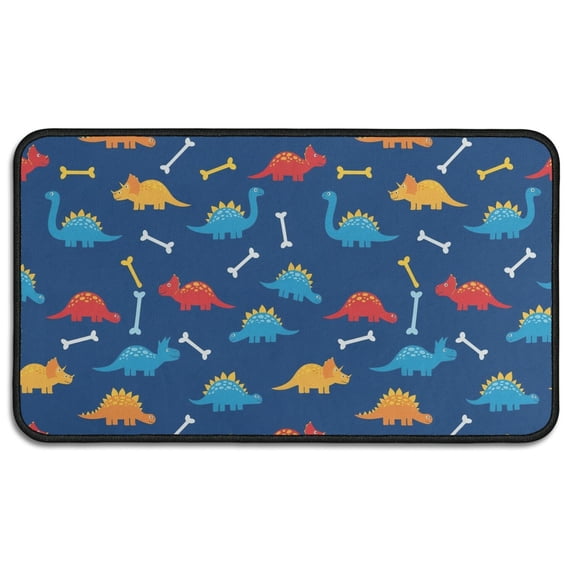 DarkBlue Cartoon Dinosaurs Bones Pattern Door Rugs,Washable Non Slip Door Mats Indoor,Decorative Door Mats,Entry Mat Indoor for Entrance,Bedroom,Kitchen,Bathroom,30"x17"