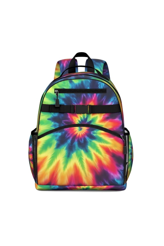 Rainbow Tie Dye Mandala Pattern Backpack for School,Cute School Bag,Schoolbag with Adjustable Shoulder Straps & Padded Back,15.25"x11.5"x5.25"