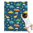 thumbnail image 1 of DarkBlue Cartoon Dinosaurs Leaves Clouds Pattern Blanket,Comfortable Soft Flannel Throw Blanket,All Season,Warm Lightweight Blankets for Sofa Bed Couch Living Room Chair,30"x40", 1 of 4