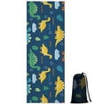 thumbnail image 1 of DarkBlue Cartoon Dinosaurs Leaves Clouds Pattern Hot Yoga Mat Towel Non Slip for Hot Yoga - Quick-Drying Yoga Mat Cover with 4 Corner Pockets with Travel Bag - Hot Yoga Towel Non Slip 70"x26", 1 of 6
