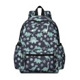 thumbnail image 1 of DarkBlue Cartoon Dinosaurs Leaves Pattern Cute School Backpack with Padded Back and Adjustable Shoulder Straps 13.4"x11"x4.7", 1 of 5