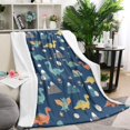 thumbnail image 1 of DarkBlue Cartoon Dinosaurs Mountains Eggs Pattern Blanket,Comfortable Soft Lamb Wool Throw Blanket,All Season,Warm Lightweight Blankets for Sofa Bed Couch Living Room Chair,60"x80", 1 of 4