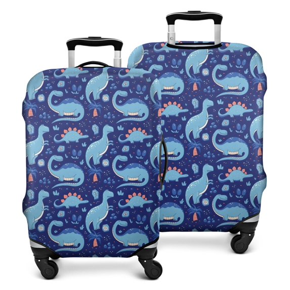 DarkBlue Cartoon Dinosaurs Pattern Luggage Cover Fashion Suitcase Cover Baggage Covers Fit 25-28 Inch Luggage (Go Travel)