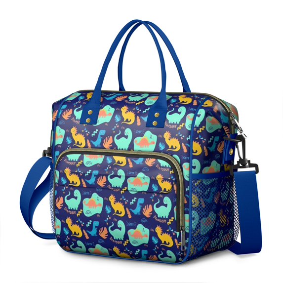 DarkBlue Cartoon Dinosaurs Pattern Womens Lunch Box for Work,Insulated Large Lunch Bag for Tween and Teen,Loncheras Para Mujer,Leakproof Adult Lunch Bag for Work,Beach,Travel,Picnic,Camping