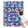thumbnail image 1 of DarkBlue Cartoon Dinosaurs Rainbow Volcanoes Pattern Blanket,Comfortable Soft Flannel Throw Blanket,All Season,Warm Lightweight Blankets for Sofa Bed Couch Living Room Chair,30"x40", 1 of 4