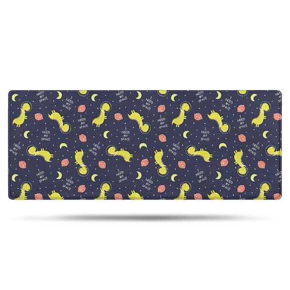 DarkBlue Cartoon Dinosaurs Space Pattern Bathroom Rugs Mat,Non Slip Microfiber Bathroom Rug,Rubber Backing,Soft Bathroom Mats for Bathroom Floor,Tub and Shower,60x24in(150x60cm)