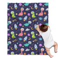 thumbnail image 1 of DarkBlue Cartoon Dinosaurs Space Rockets Pattern Blanket,Comfortable Soft Flannel Throw Blanket,All Season,Warm Lightweight Blankets for Sofa Bed Couch Living Room Chair,30"x40", 1 of 4