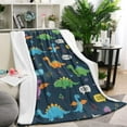 thumbnail image 1 of DarkBlue Cartoon Dinosaurs SpeechBubbles Pattern Blanket,Comfortable Soft Lamb Wool Throw Blanket,All Season,Warm Lightweight Blankets for Sofa Bed Couch Living Room Chair,40"x50", 1 of 4