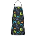 thumbnail image 1 of DarkBlue Cartoon Dinosaurs Text Pattern Apron-Garden Aprons for Women with Pockets-Cotton Linen Waterproof Kitchen Cooking Gardening Aprons Adjustable for Kitchen,Cooking,BBQ and Salon 33x27 Inch, 1 of 4