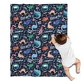thumbnail image 1 of DarkBlue Cartoon Dinosaurs Text Pattern Blanket,Comfortable Soft Flannel Throw Blanket,All Season,Warm Lightweight Blankets for Sofa Bed Couch Living Room Chair,30"x40", 1 of 4