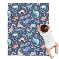 thumbnail image 1 of DarkBlue Cartoon Dinosaurs Text Pattern Blanket,Comfortable Soft Flannel Throw Blanket,All Season,Warm Lightweight Blankets for Sofa Bed Couch Living Room Chair,30"x40", 1 of 4