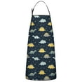 thumbnail image 1 of DarkBlue Cartoon Dinosaurs Yellow Triangles Apron-Garden Aprons for Women with Pockets-Cotton Linen Waterproof Kitchen Cooking Gardening Aprons Adjustable for Kitchen,Cooking,BBQ and Salon 33x27 Inch, 1 of 7
