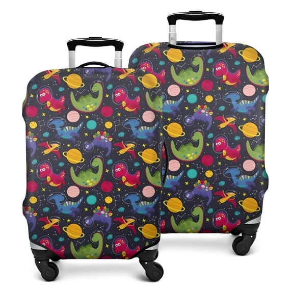 DarkBlue Dinosaurs InSpace Pattern Luggage Cover Fashion Suitcase Cover Baggage Covers Fit 25-28 Inch Luggage (Go Travel)