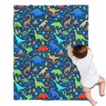 thumbnail image 1 of DarkBlue Dinosaurs Pattern Blanket,Comfortable Soft Flannel Throw Blanket,All Season,Warm Lightweight Blankets for Sofa Bed Couch Living Room Chair,30"x40", 1 of 4