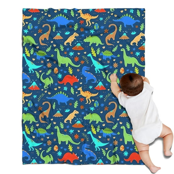 DarkBlue Dinosaurs Pattern Blanket,Comfortable Soft Flannel Throw Blanket,All Season,Warm Lightweight Blankets for Sofa Bed Couch Living Room Chair,30"x40"
