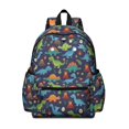 thumbnail image 1 of DarkBlue Dinosaurs Pattern Cute School Backpack with Padded Back and Adjustable Shoulder Straps 13.4"x11"x4.7", 1 of 5