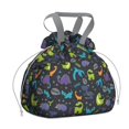 thumbnail image 1 of DarkBlue Dinosaurs Words Pattern Drawstring Lunch Bag Women - Drawstring Lunch Bag Insulated for Work Office - Stain-Resistant Large Lunchbags for Women with Multi-Pockets, 1 of 6