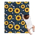 thumbnail image 1 of DarkBlue Sunflower Bee Pattern Blanket,Comfortable Soft Flannel Throw Blanket,All Season,Warm Lightweight Blankets for Sofa Bed Couch Living Room Chair,30"x40", 1 of 4