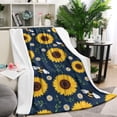 thumbnail image 1 of DarkBlue Sunflower Bee Pattern Blanket,Comfortable Soft Flannel Throw Blanket,All Season,Warm Lightweight Blankets for Sofa Bed Couch Living Room Chair,40"x50", 1 of 4