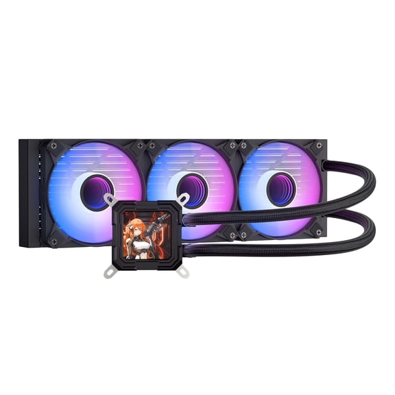 darkFlash DF-DV360S-BK Liquid CPU Cooler LCD Screen ARGB PWM Radiator Aio Compatible w/Intel 1851/1700, AMD AM4/AM5 Black