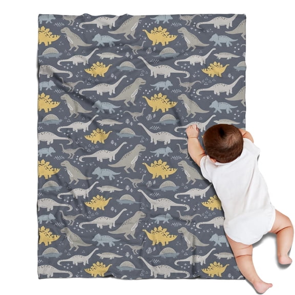 DarkGray Cartoon Dinosaurs Pattern Blanket,Comfortable Soft Flannel Throw Blanket,All Season,Warm Lightweight Blankets for Sofa Bed Couch Living Room Chair,30"x40"