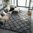 thumbnail image 1 of Pentantan 8ft x 10ft Shag Area Rugs for Living Room, Modern Grid Fluffy Bedroom Carpet, Black & Gray, 1 of 8
