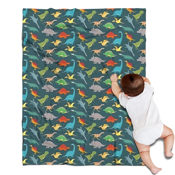 DarkGreen Dinosaurs Birds Pattern Blanket,Comfortable Soft Flannel Throw Blanket,All Season,Warm Lightweight Blankets for Sofa Bed Couch Living Room Chair,30"x40"