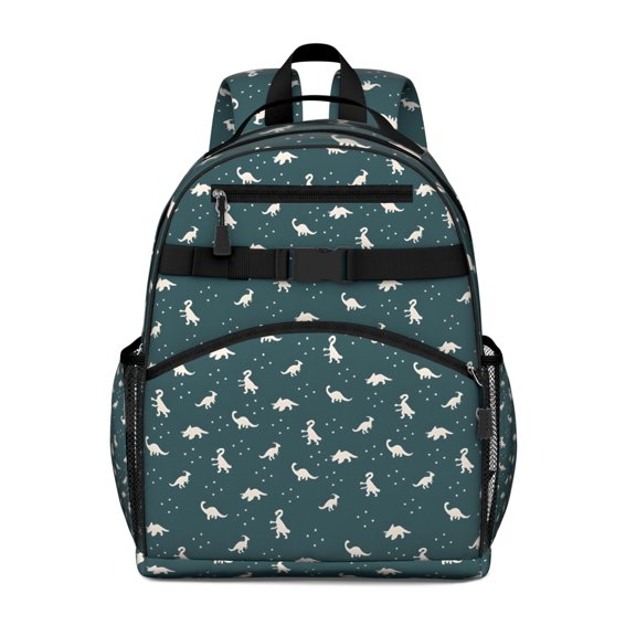 DarkGreen Dinosaurs Pattern Backpack for School,Cute School Bag,Schoolbag with Adjustable Shoulder Straps & Padded Back,15.25"x11.5"x5.25"