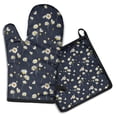 thumbnail image 1 of Darkblue Daisy Flower Yellow Centers Pattern Kitchen Oven Mitt and Pot Holder Sets 2 Pcs for Baking, Cooking and Grilling, Heat Resistant Up To 392 °F, 1 of 7