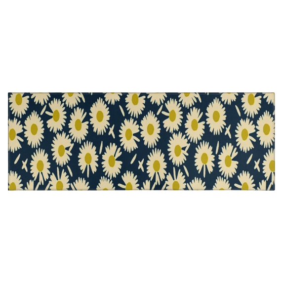Darkblue Daisy Flower Yellow Centers Pattern Kitchen Rug Mat,Kitchen Runner Rugs Non Skid Washable,Decorative Kitchen Floor Mats for Kitchen,Sink,Laundry,17"X47"