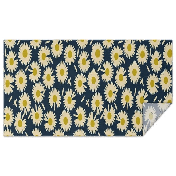 Darkblue Daisy Flower Yellow Centers Pattern Rectangle Tablecloth 60"x102",Waterproof Polyester Rectangle Table Cloth, Wipeable Spillproof Polyester Tablecloth for Dining, Camping, Indoor and Outdoor