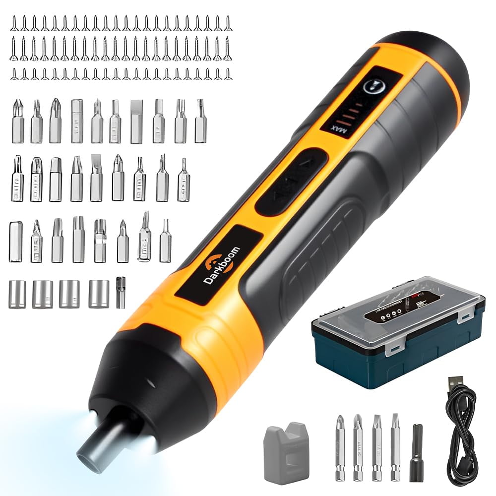 Darkboom Cordless screwdriver set with LED light,105 in 1 set ...