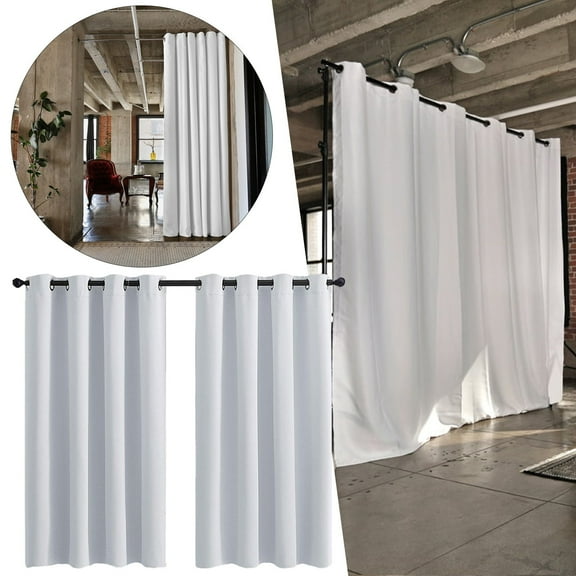 Darkening Thermal Insulated Curtain Panels For Living Room Shower Curtain Set Bath Partition Curtain No Drilling Polyester Curtains,White,Polyester