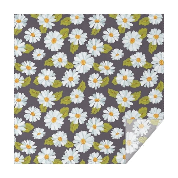 Darkgray Daisy Flower Green Leaves Pattern Square Tablecloth,Waterproof Square Table Cover,Wipeable Spillproof Washable Table Cover for Home Kitchen Party Decor 42"X42"(107x107cm)