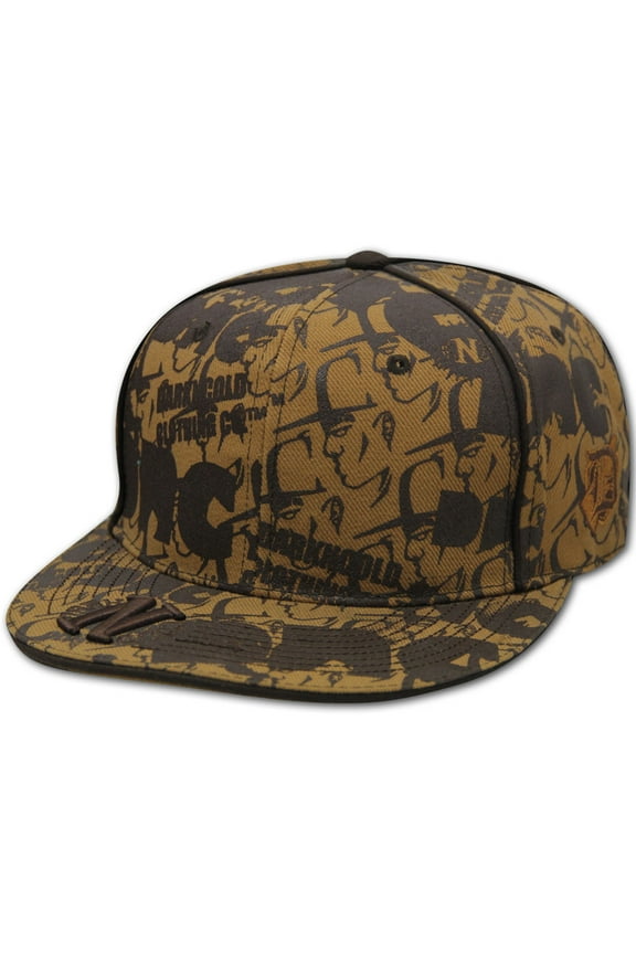 Darkncold All Over Print Fitted Baseball Cap Tan Brown