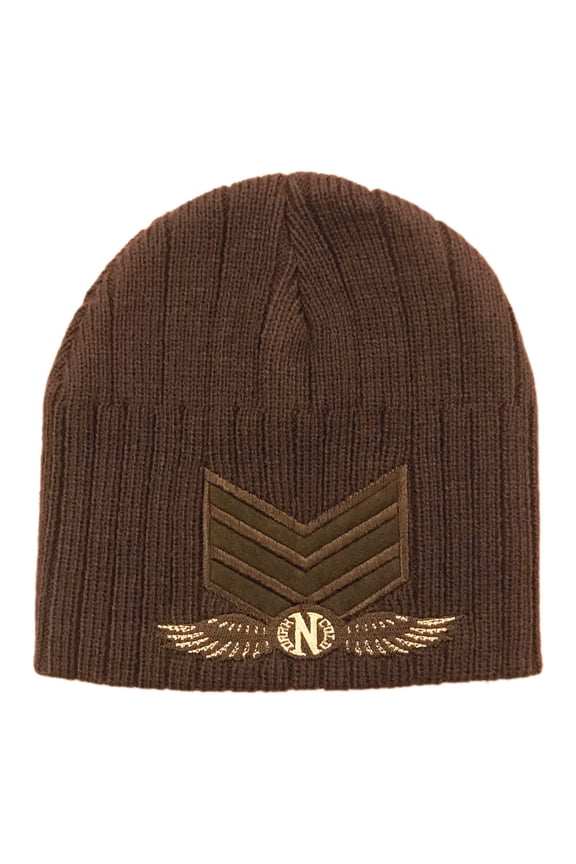 Darkncold Ribbed Army Beanie Chocolate Brown