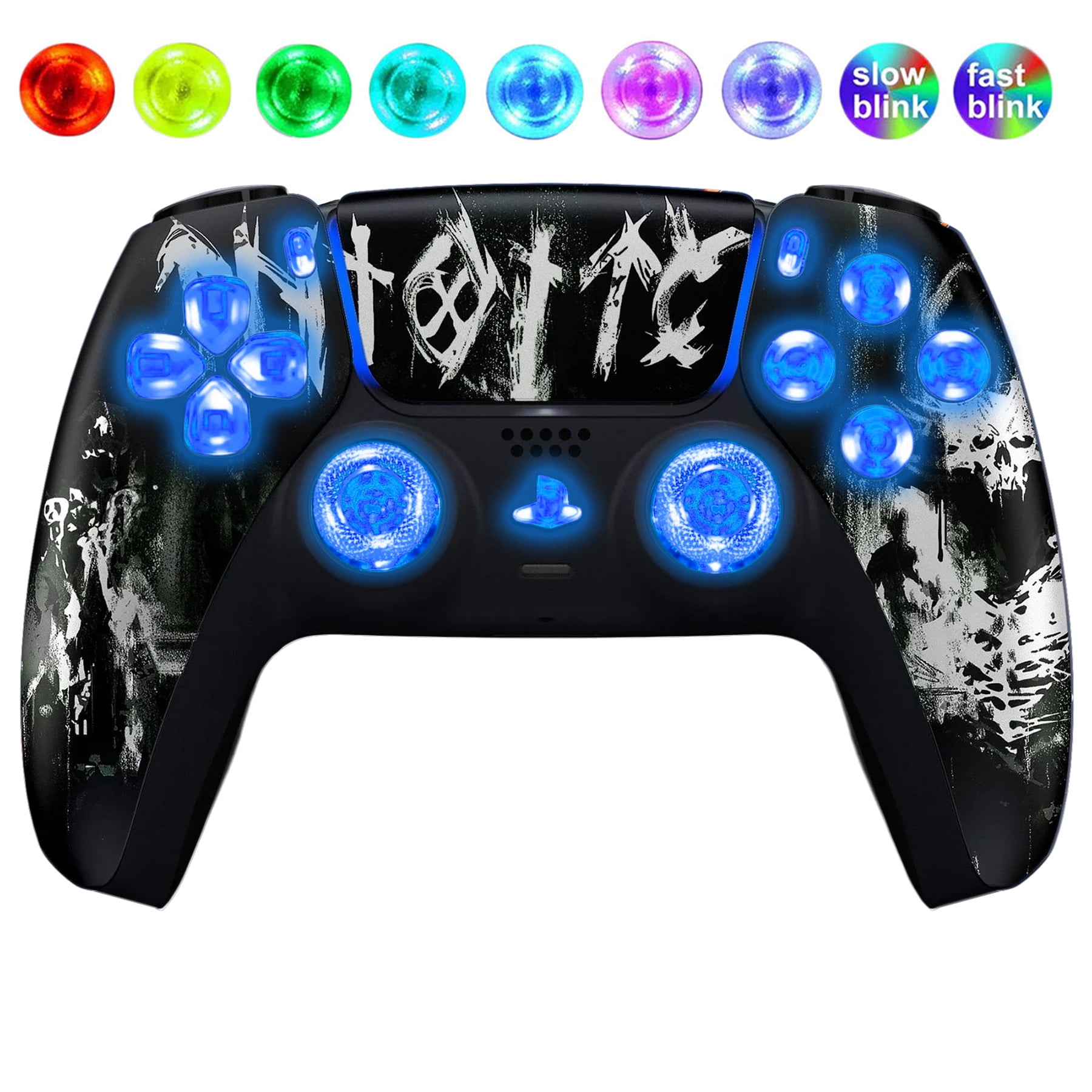 Darkness Falls Silent Modz LED Light Up Button Wireless Custom Controller for PS5