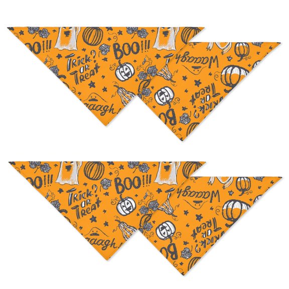 Darkness Horror Gothic Halloween Dog Bandanas 2 Pack, Adjustable Double Sided Pet Scarf with Skeleton Design
