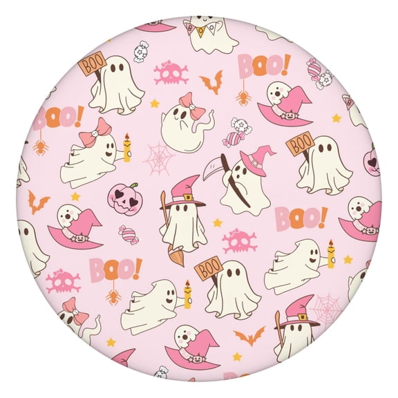 Darkness Themed Halloween Tablecloth - Elastic Edge Waterproof Cover with Gothic Bat Spider Design,44 inch Round Elastic Tablecloth