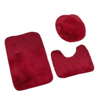 Darkred Bathroom Rug Set, 3Piece Black Bath Mat, for Bathroom Non-Slip Bathroom Mats, Water Absorbent Bath Rug, U-Shaped Contour Rug Toilet Lid Cover