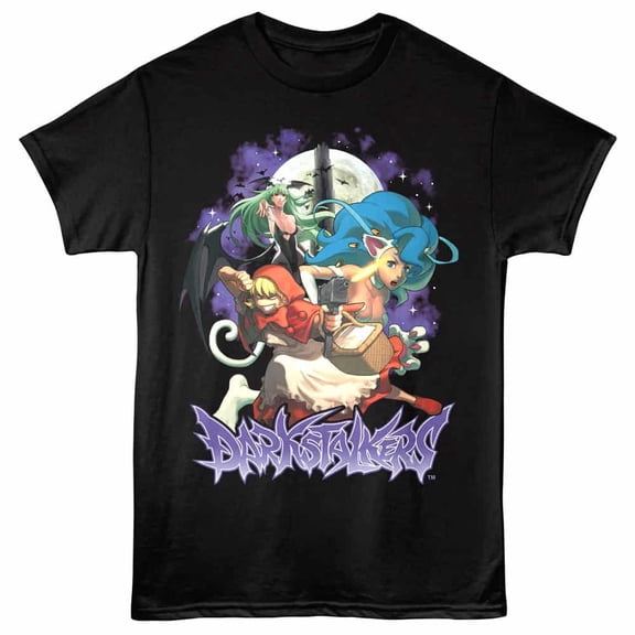 Darkstalkers Morrigan Felicia and BB Hood Men's T Shirt (Black, AdultXL)