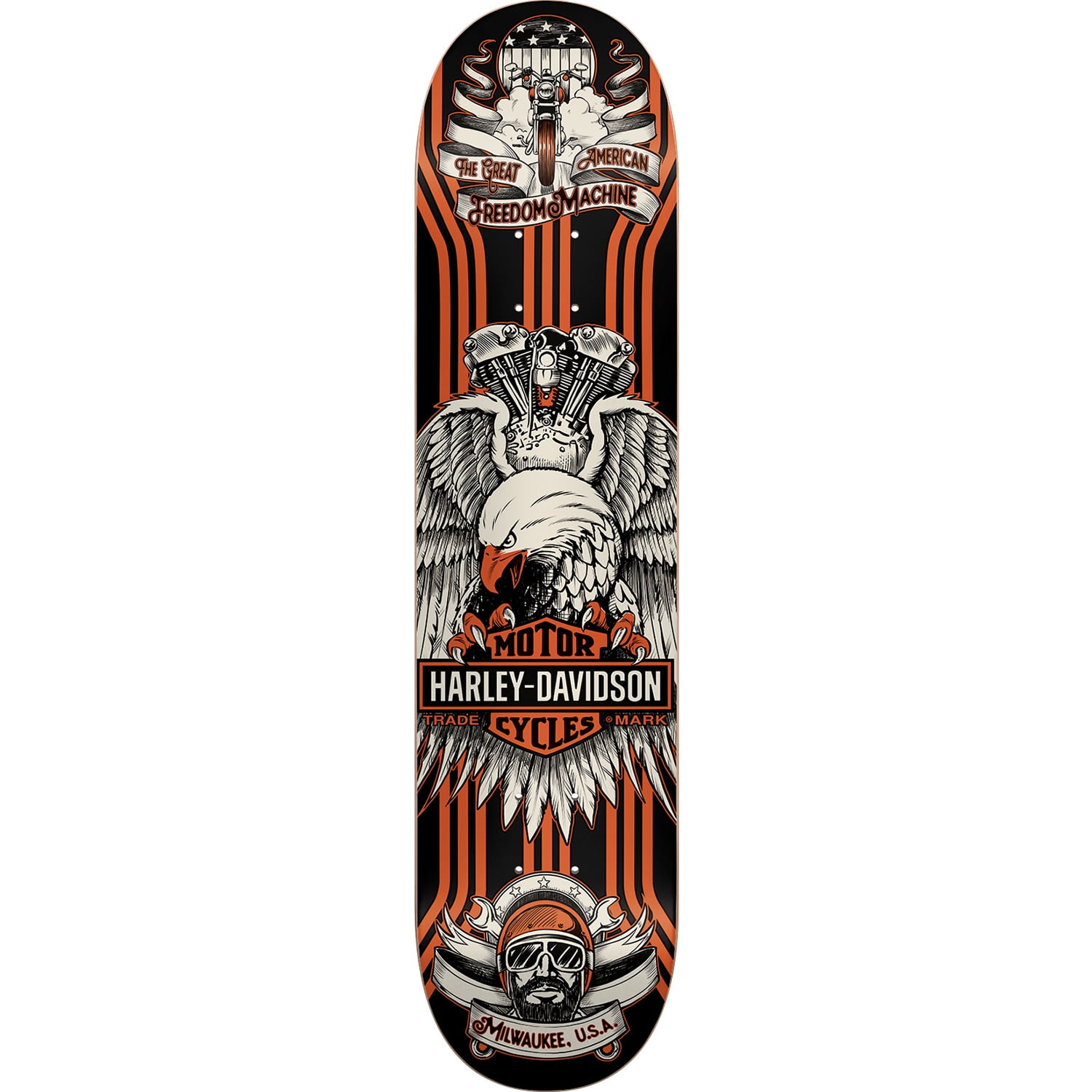 HARLEY-DAVIDSON スケートボードデッキ Darkstar Harley Davidson Eagle Skate Deck Black Orange 8.125