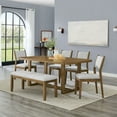 thumbnail image 1 of Darla 6Pc 72"W Rectangular Walnut Oak Finish Sled Dining Set with Bench, 1 of 6