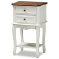 thumbnail image 1 of Darla Classic and Traditional French White and Cherry Brown Finished Wood 2-Drawer Nightstand, 1 of 6