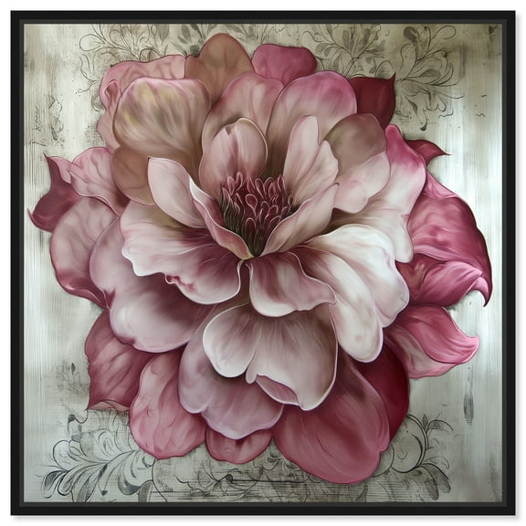 Darla Floral Fine Wall Art Canvas Wall Art by Art Remedy, Black Floater Frame, 17" x 17"