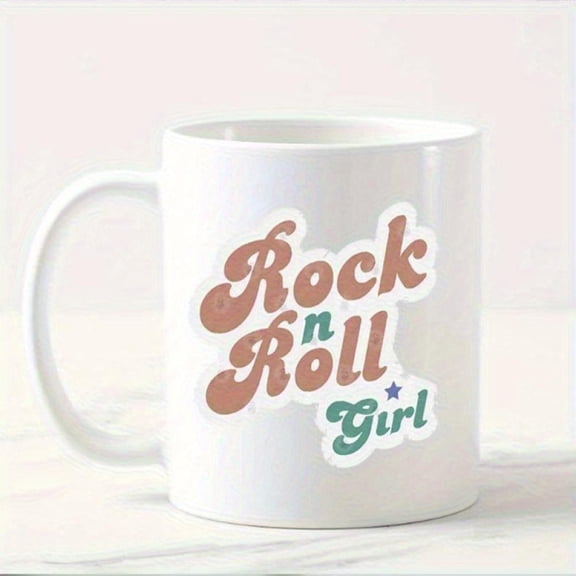 Darla Rock N Roll Girl 11oz Ceramic Coffee Mug Retro Music Theme Design with Vintage Font Accent Durable Ceramic Cup Coffee Tea Hot Beverages Music Lovers Nostalgic Vintage Aesthet